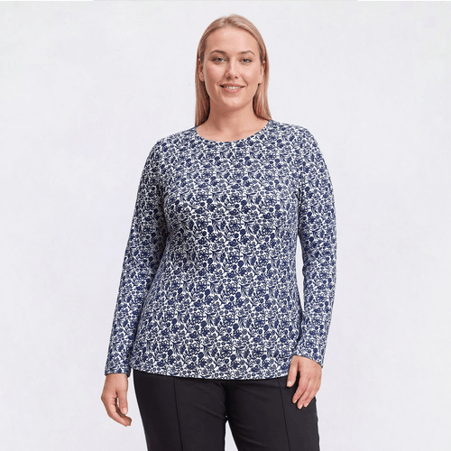 Plus Size Preswick & Moore(R) Long Sleeve Floral Leaf Tee alternate view